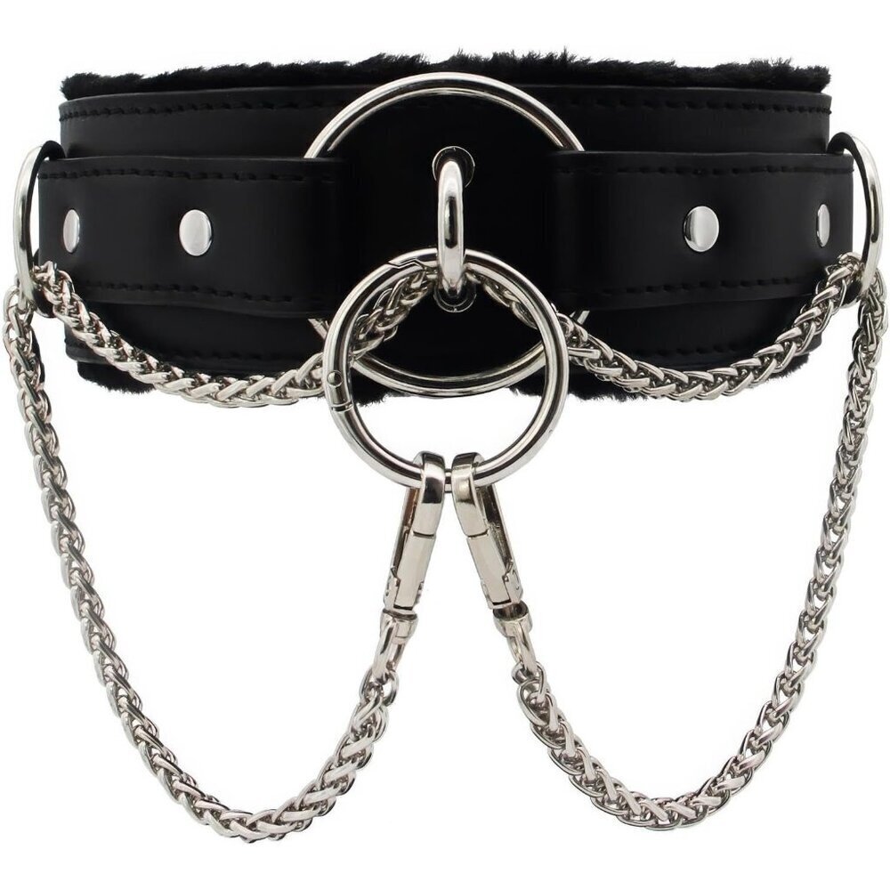 Leather Punk Choker Necklace Adjustable Gothic Collar for Women